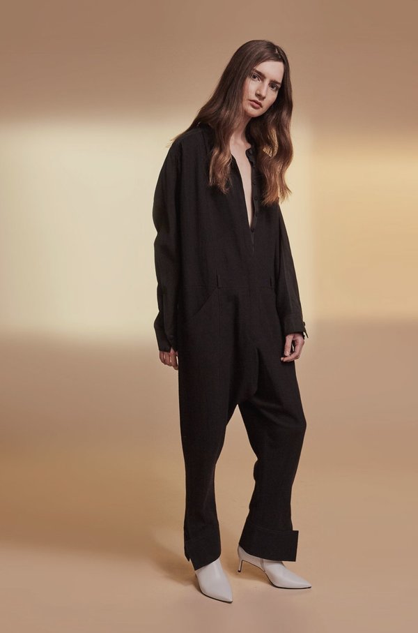 unisex Yesaet Tuta Crepe drapey jumpsuit - back unisex Yesaet Tuta Crepe drapey jumpsuit - back