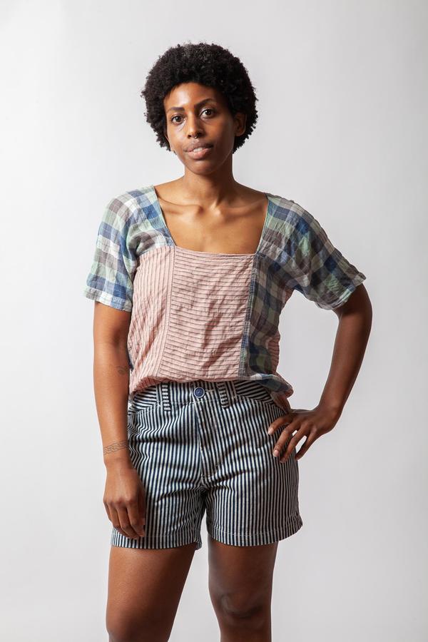 Gravel & Gold Cielo Top - Mixed Plaids Gravel & Gold Cielo Top - Mixed Plaids