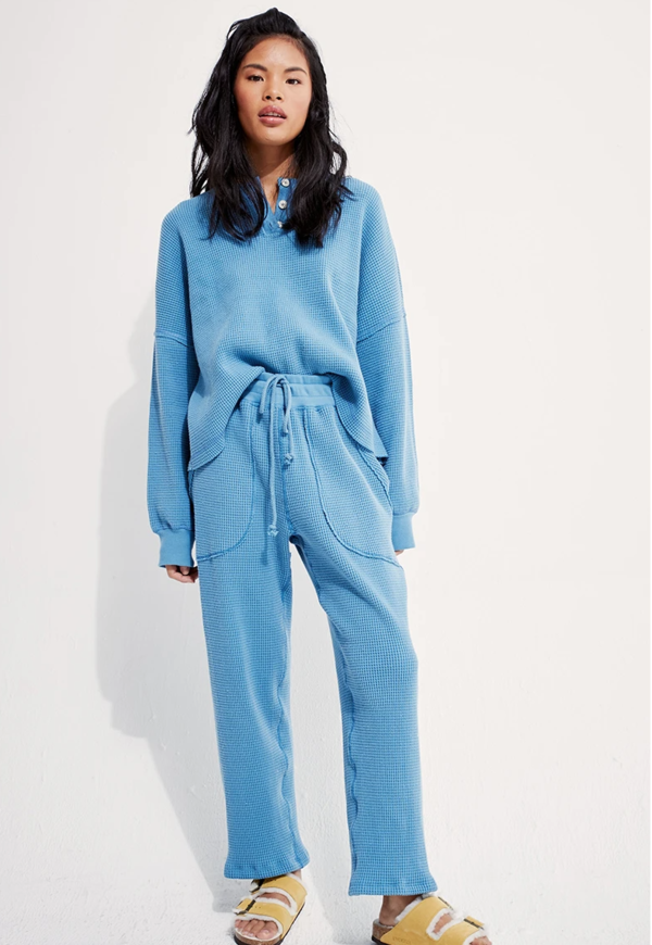 Back Beat Co. Organic Cotton Waffle Jogger - Marine