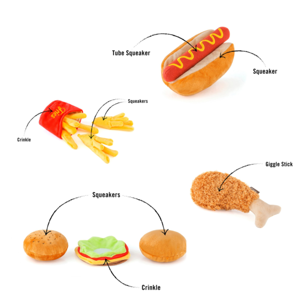 Design Life Kids American Classic Foods Dog Toy Set