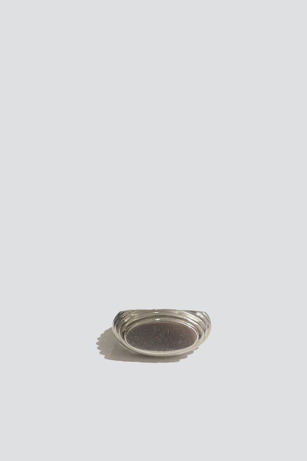 Vintage Ribbed Signet Ring - Sterling Silver