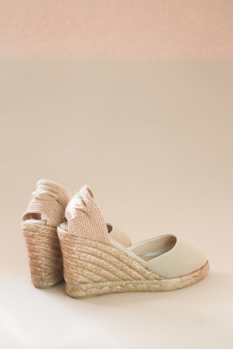 Polka Shoes Gala Ankle Wrap Wedge Espadrille Sandal - Terra