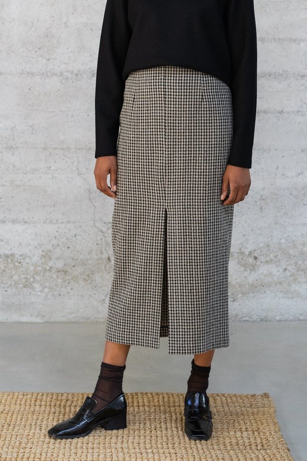 Waltz High-Waisted Long Skirt - Checked Wool Waltz High-Waisted Long Skirt - Checked Wool
