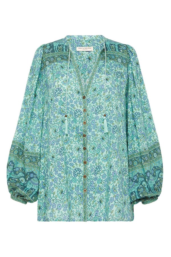 Sundown Blouse-Turquoise Sundown Blouse-Turquoise