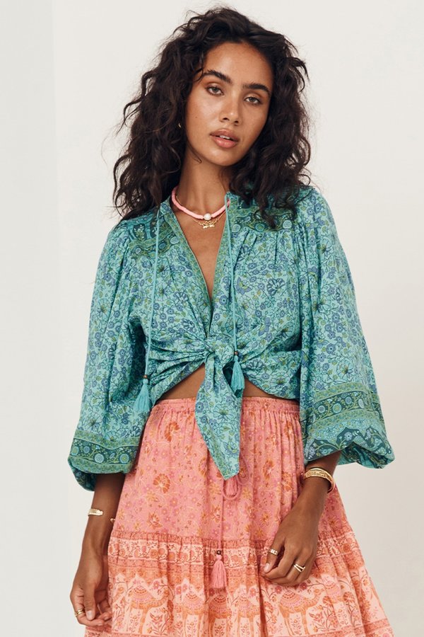Sundown Blouse-Turquoise Sundown Blouse-Turquoise