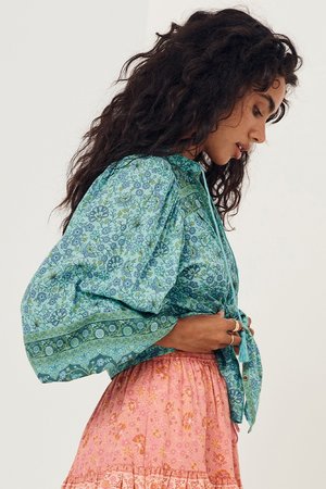 Sundown Blouse-Turquoise Sundown Blouse-Turquoise