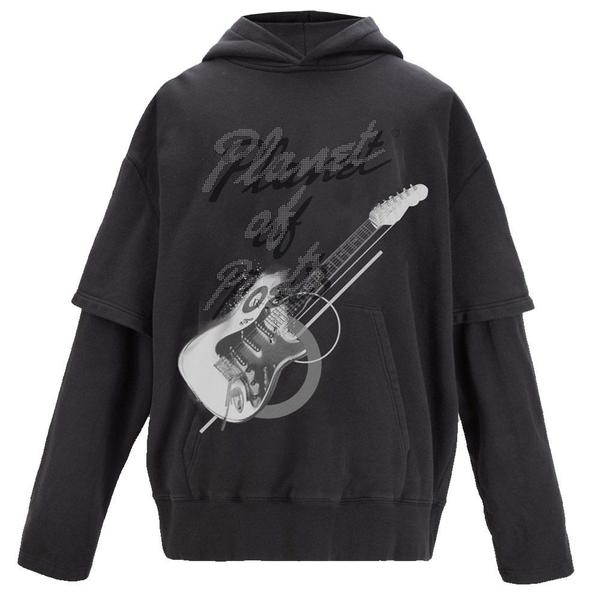 “Grunge Guitar” Double Layer Hoodie 'Graphite Gray' “Grunge Guitar” Double Layer Hoodie 'Graphite Gray'