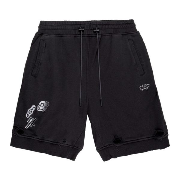 Patched Ruin Distressed Sweat shorts 'Faded Black' Patched Ruin Distressed Sweat shorts 'Faded Black'