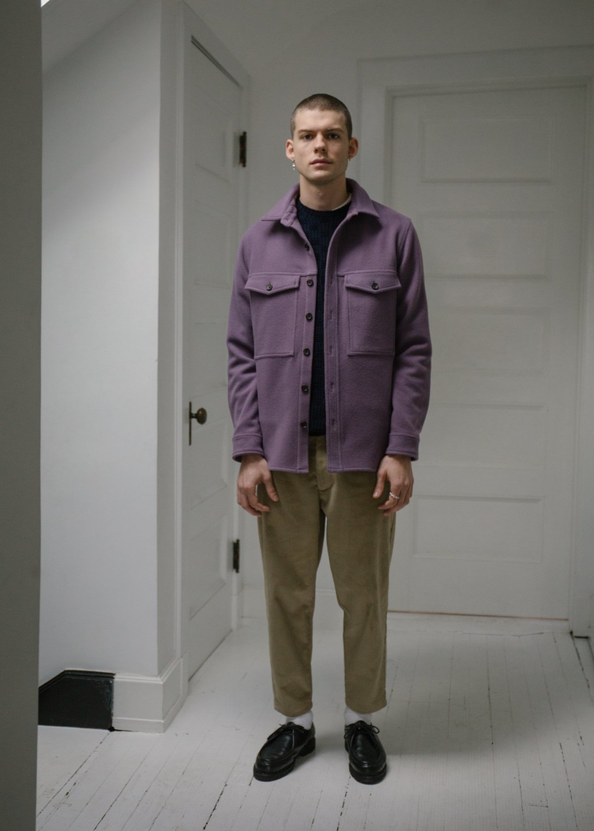 Steven Alan Wool Double Pocket Shirt Jacket - Plum | Garmentory