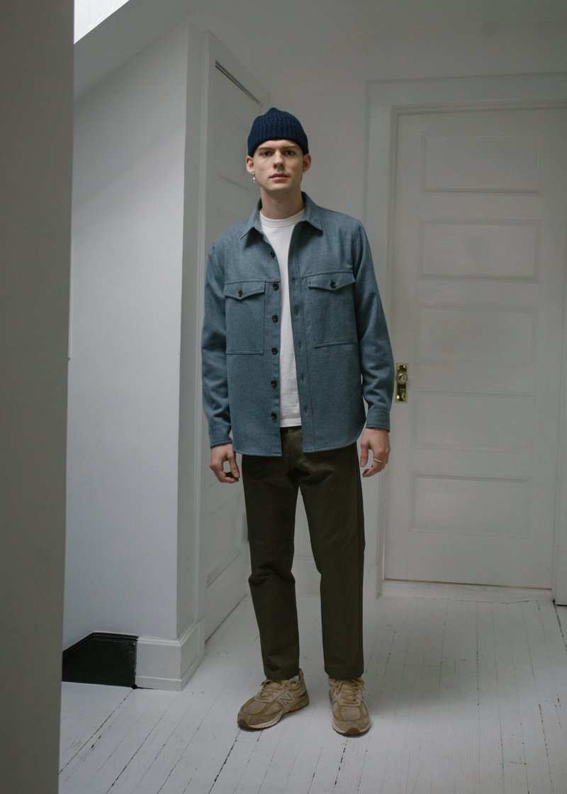 STEVEN ALAN ＜MA/RE’＞WOOL MIX JACKET Steven Alan Wool Double Pocket Shirt Jacket - Tumbled Blue