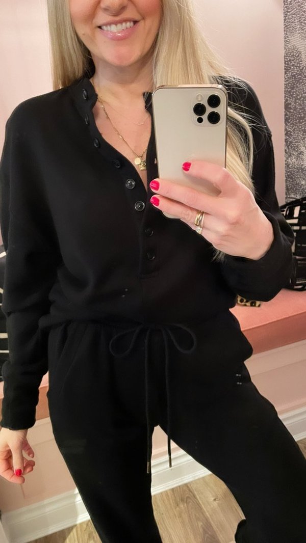 Humanity Cora Henley Sweatshirt - Black 