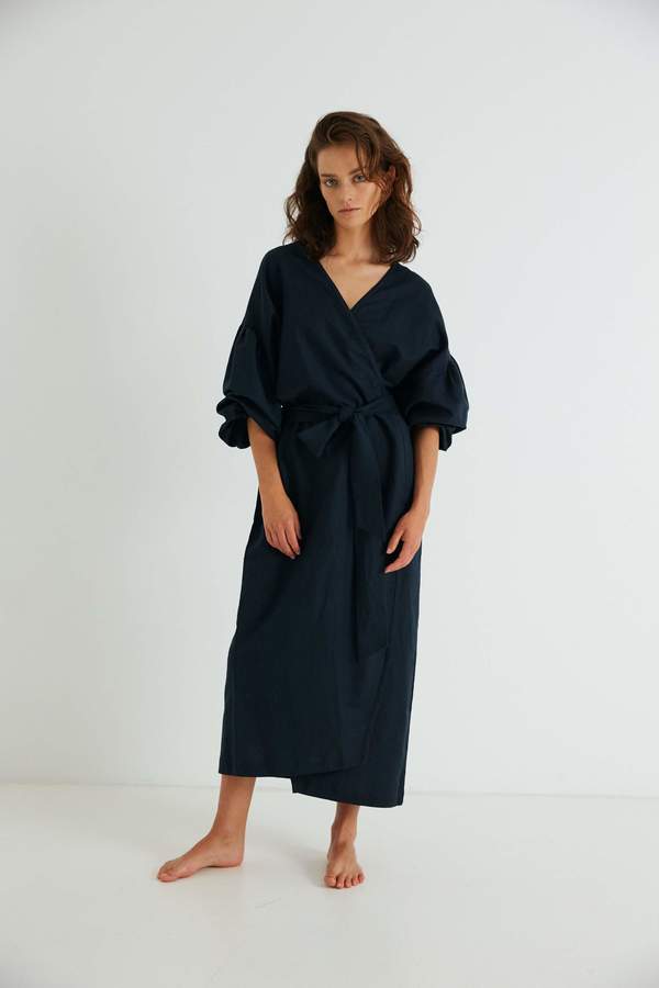 Agnes Wrap, Navy Organic Cotton Linen - PREORDER Agnes Wrap, Navy Organic Cotton Linen - PREORDER