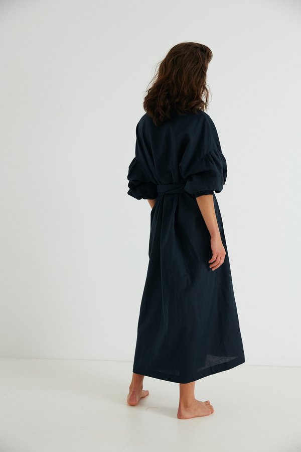 Agnes Wrap, Navy Organic Cotton Linen - PREORDER Agnes Wrap, Navy Organic Cotton Linen - PREORDER