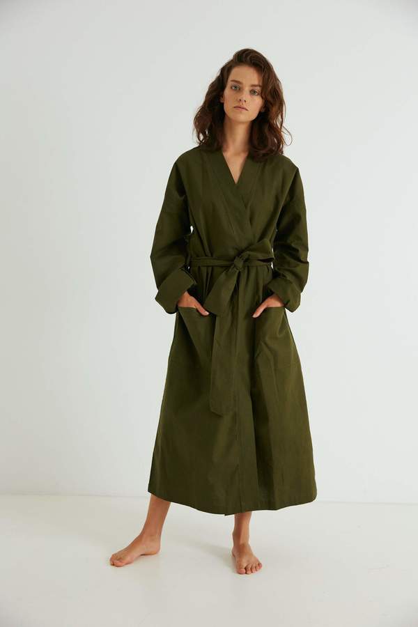 Everyone Robe, Moss Brushed Cotton Everyone Robe, Moss Brushed Cotton