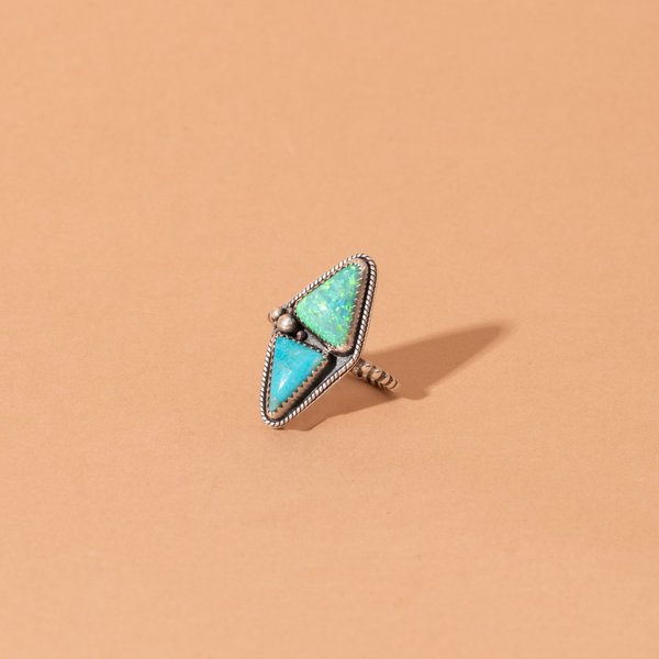 Aura Opal + Turquoise Double Triangle Ring Aura Opal + Turquoise Double Triangle Ring
