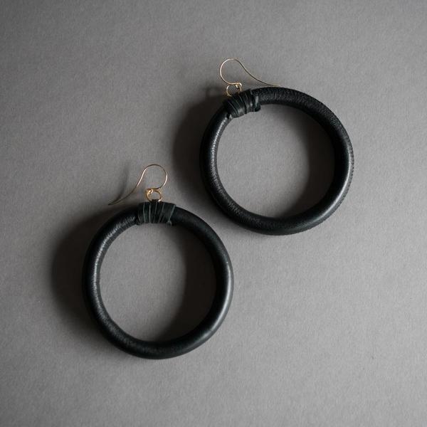 Big Leather Circle Earrings Big Leather Circle Earrings