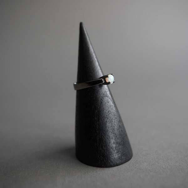 Black Rhodium Solitaire Opal Ring Black Rhodium Solitaire Opal Ring