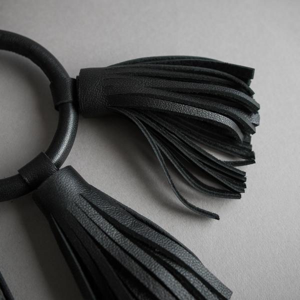 Braided Leather Circle and Tassels Necklace Braided Leather Circle and Tassels Necklace