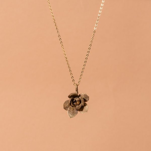 Bronze Echevria Succulent Necklace I Bronze Echevria Succulent Necklace I