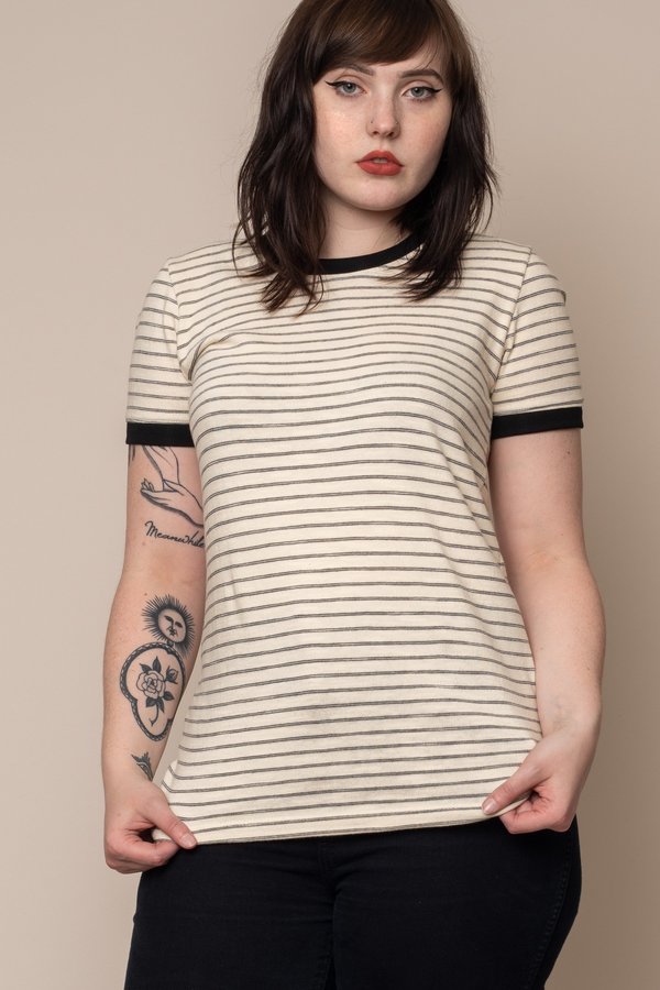 Cream Stripe Nora Tee Cream Stripe Nora Tee