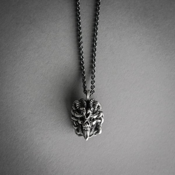 Double Sided Skull Necklace - Silver Double Sided Skull Necklace - Silver