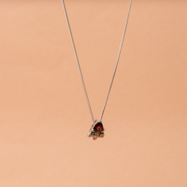 Feather Spear with Garnet Necklace Feather Spear with Garnet Necklace