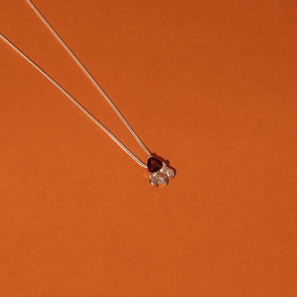 Feather Spear with Garnet Necklace Feather Spear with Garnet Necklace