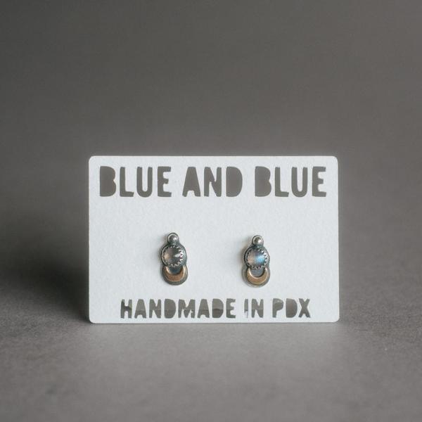 Labradorite Moon Stud Earrings Labradorite Moon Stud Earrings