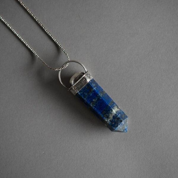 Large Lapis and Moonstone Crystal Necklace Large Lapis and Moonstone Crystal Necklace