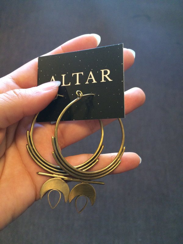 Layered Brass & Weeping Crescent Hoop Earring Layered Brass & Weeping Crescent Hoop Earring