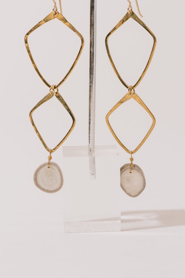 Layered Diamond Shield and Antler Earrings Layered Diamond Shield and Antler Earrings