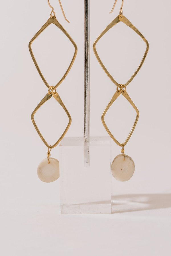 Layered Diamond Shield and Antler Earrings Layered Diamond Shield and Antler Earrings