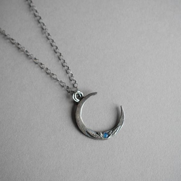 Leaf Crescent Necklace with Opal Leaf Crescent Necklace with Opal