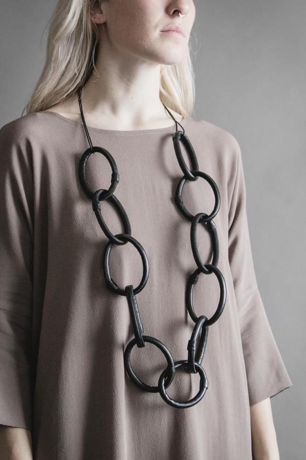 Leather Chain Link Necklace Leather Chain Link Necklace