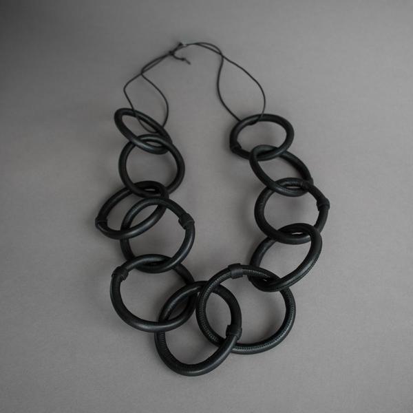 Leather Chain Link Necklace Leather Chain Link Necklace