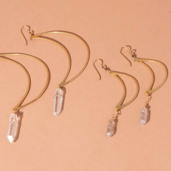 Moon Earrings With Crystal Quartz Moon Earrings With Crystal Quartz
