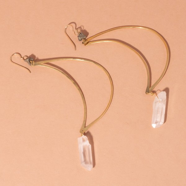 Moon Earrings With Crystal Quartz Moon Earrings With Crystal Quartz