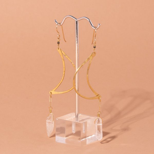 Moon Earrings With Crystal Quartz Moon Earrings With Crystal Quartz