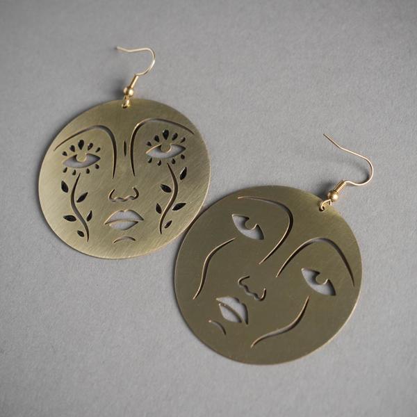 Mother Moon Brass Earrings Mother Moon Brass Earrings