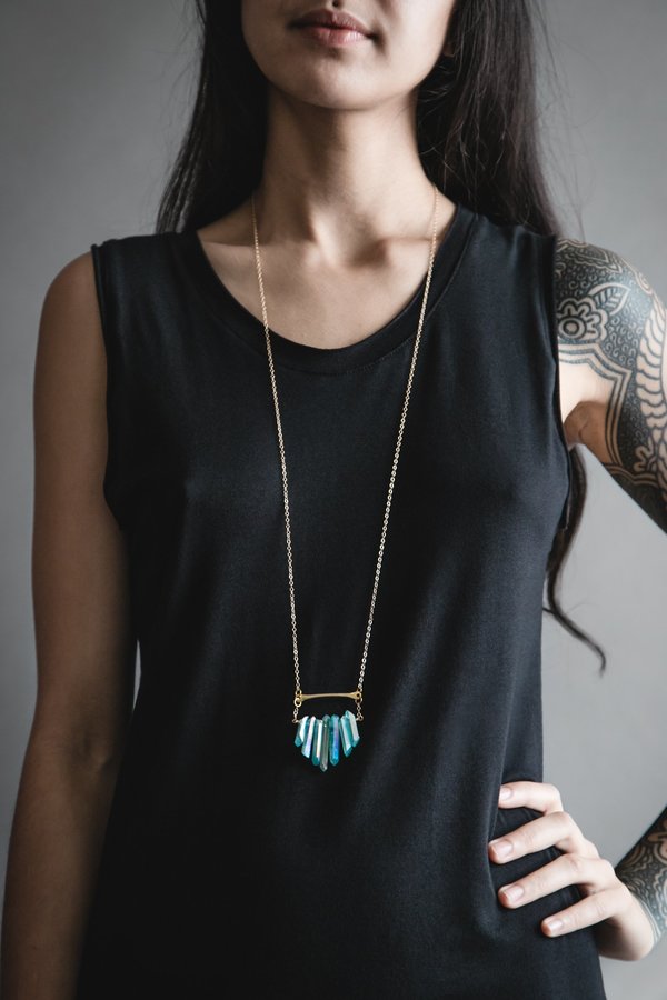 Multicrystal Necklace - Aqua Multicrystal Necklace - Aqua
