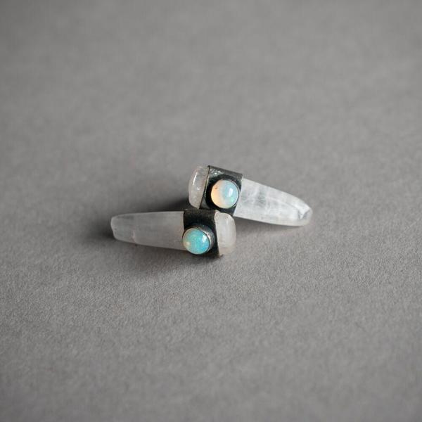 Pink Kunzite Stud Earrings with Opal Pink Kunzite Stud Earrings with Opal