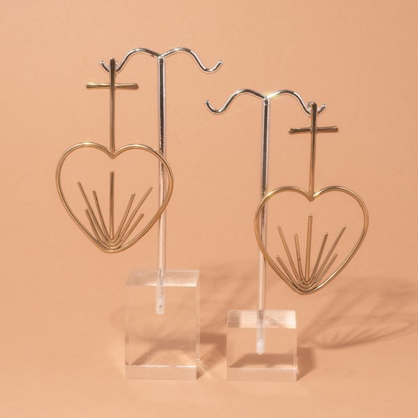Sacred Heart Earrings - Brass or Silver Sacred Heart Earrings - Brass or Silver