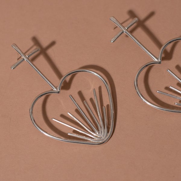 Sacred Heart Earrings - Brass or Silver Sacred Heart Earrings - Brass or Silver