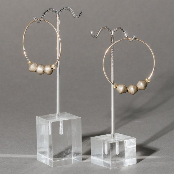 Silver Hoop Earrings with Vintage Silver Beads Silver Hoop Earrings with Vintage Silver Beads