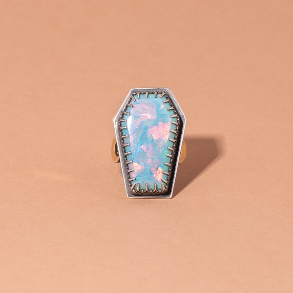 Synthetic Opal Coffin Ring Synthetic Opal Coffin Ring