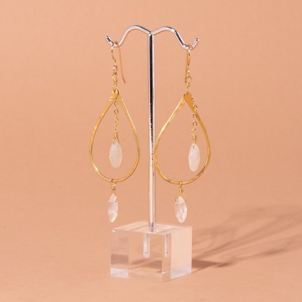 Teardrop Hoop and Quartz Earrings Teardrop Hoop and Quartz Earrings