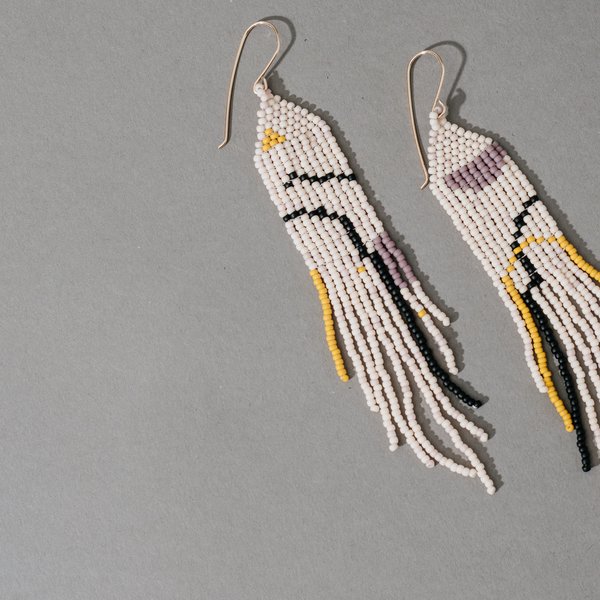 Thick Woven Rectangle Earrings with Pastel Beads Thick Woven Rectangle Earrings with Pastel Beads