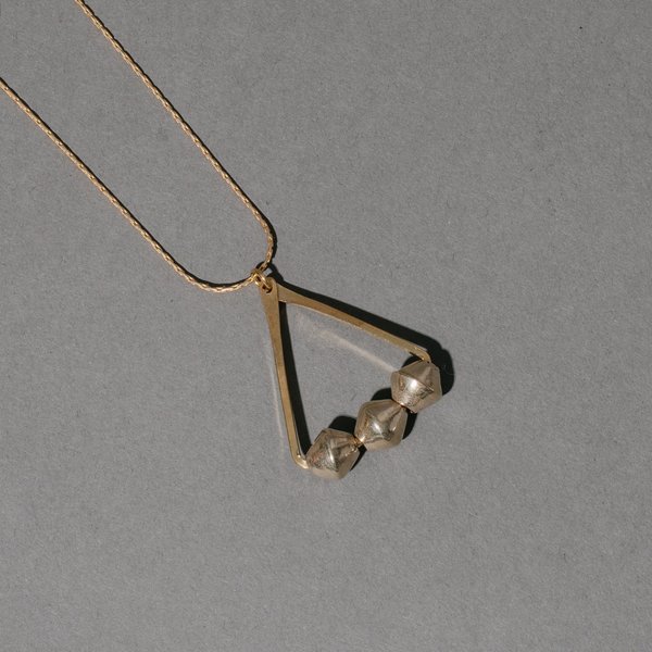 Triangle Necklace with Three Silver Beads Triangle Necklace with Three Silver Beads