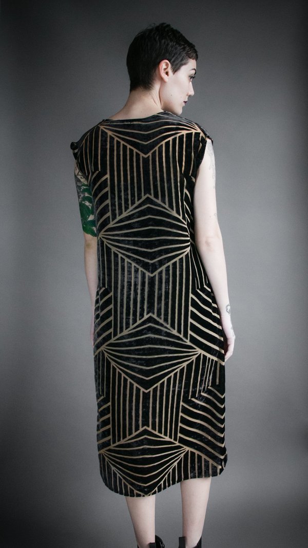 Velvet Burnout Flounce Dress - Geometric Velvet Burnout Flounce Dress - Geometric