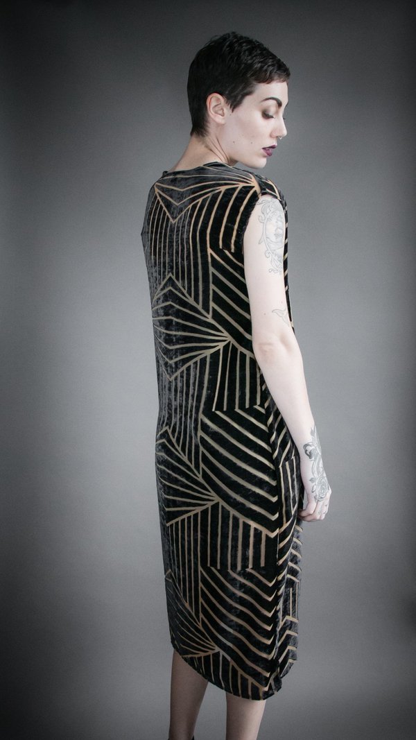 Velvet Burnout Flounce Dress - Geometric Velvet Burnout Flounce Dress - Geometric